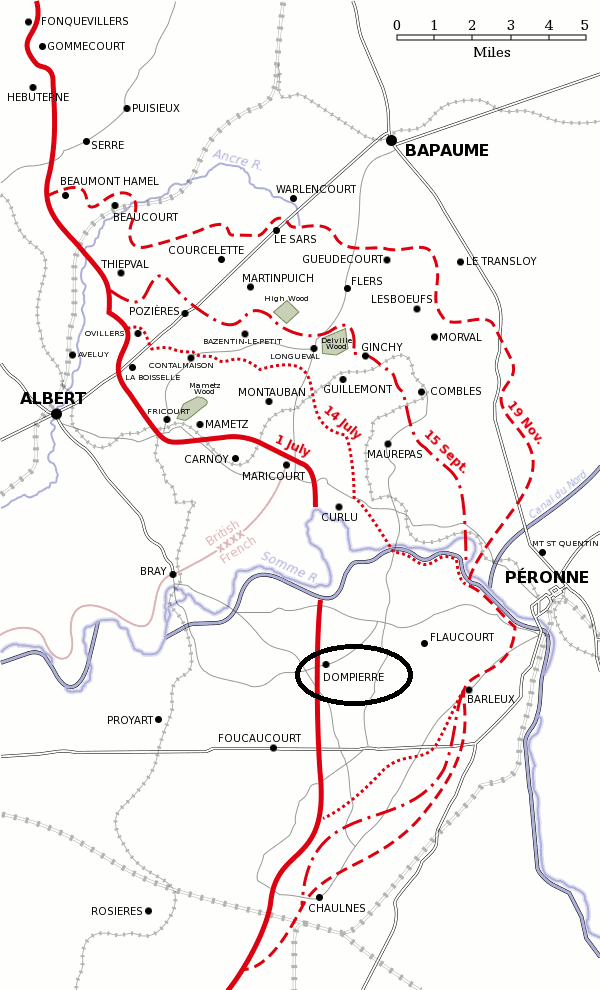 Battle of the somme 1916 map
